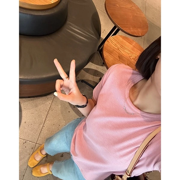 【漫画Tee】版型种草”优可丝肌理感”极简纯色显瘦百搭圆领短袖T恤