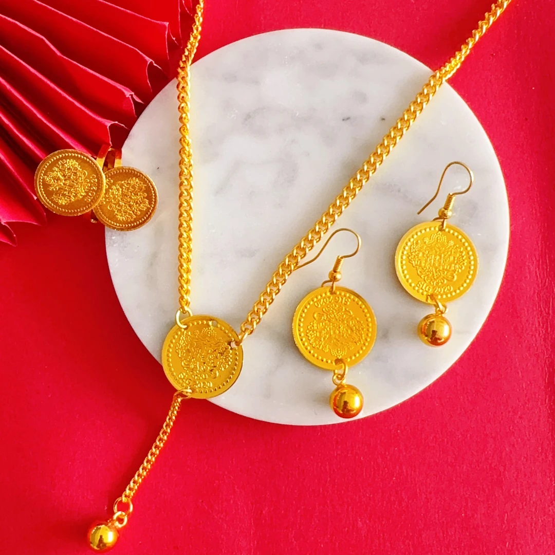 铜合金项链 铜合金 671号硬币三件套仙女长款