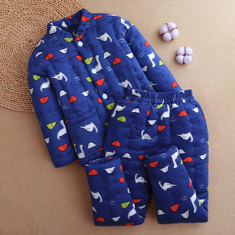 纯棉花手工棉衣套装中大童男女宝宝加厚保暖棉袄棉裤秋冬季棉衣服