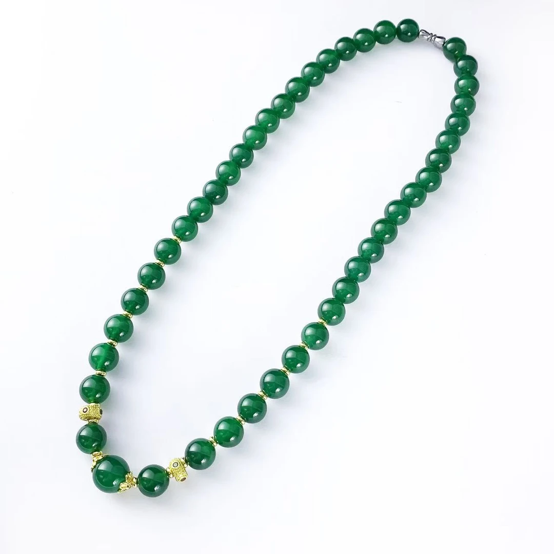 S7610【福嘟嘟珠宝】青碧芙蓉翠绿玛瑙项链-送礼佳品-卡10左右