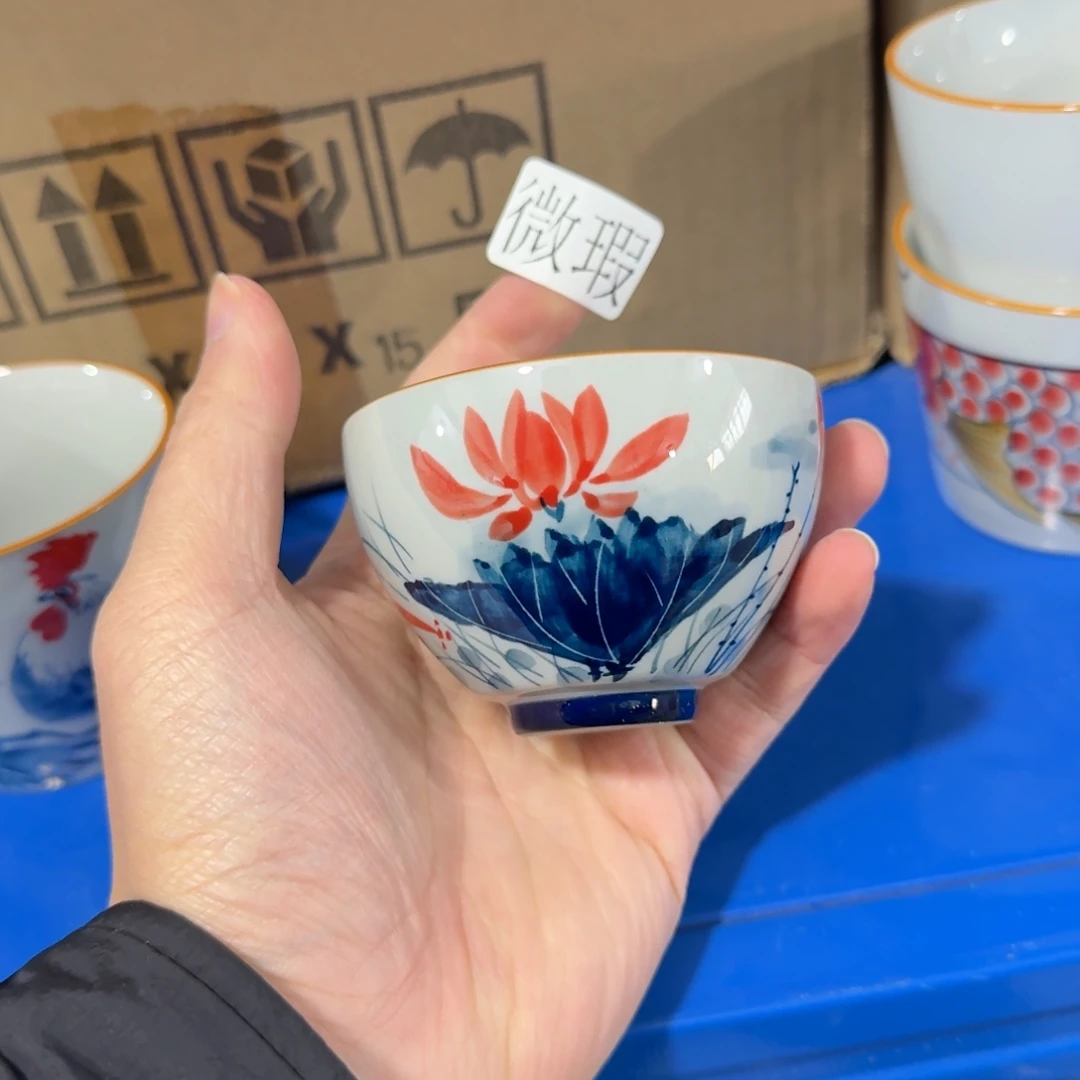 釉下手绘茶具微瑕