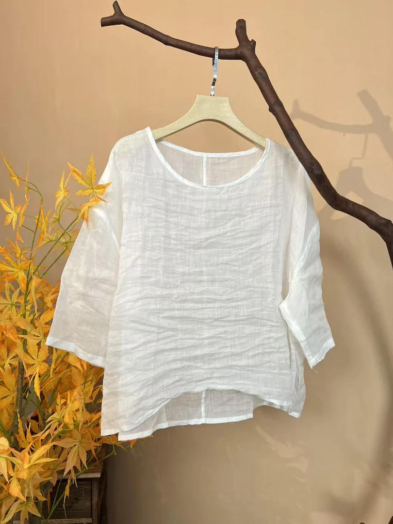 苎麻七分袖上衣（衣长61左右，胸围130）