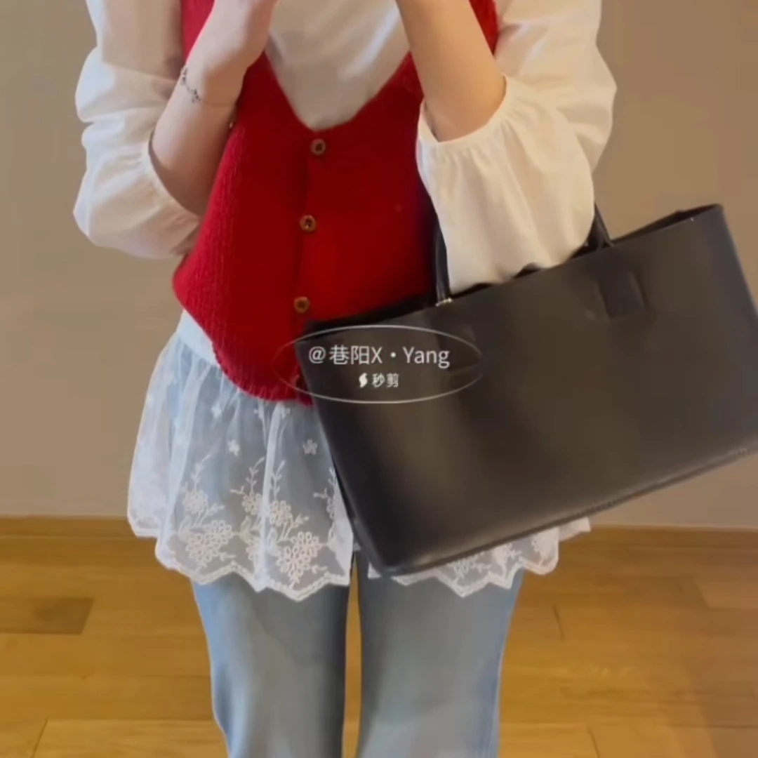 韩系2025V领针织马甲衬衫蕾丝二件套