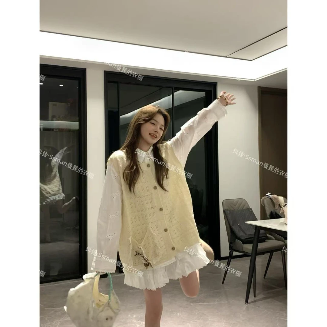 Ssman【兔子玩偶 马甲】春季百搭针织小众设计感卡通马甲