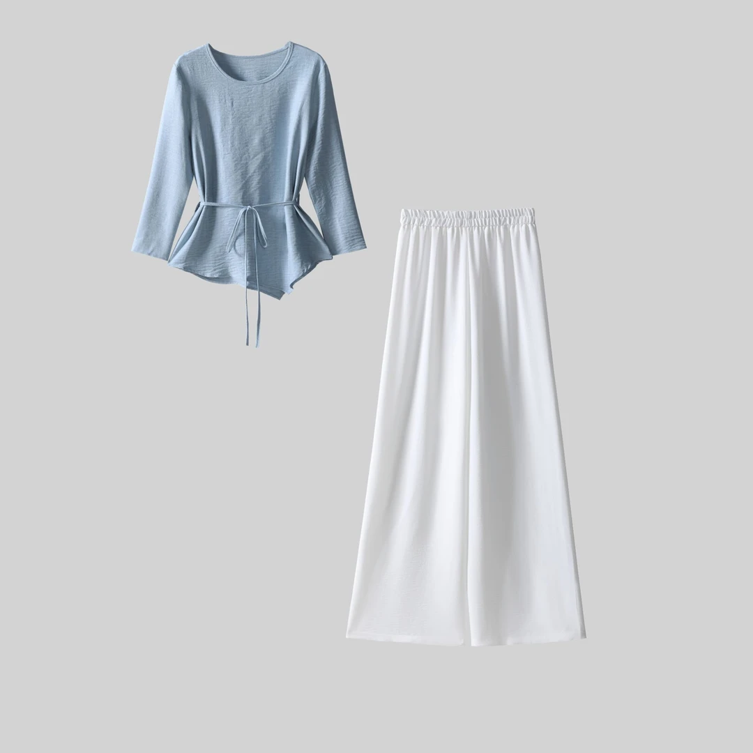 【两件套】气质套装2025新款秋季时尚洋气上衣休闲裤两件套L0620