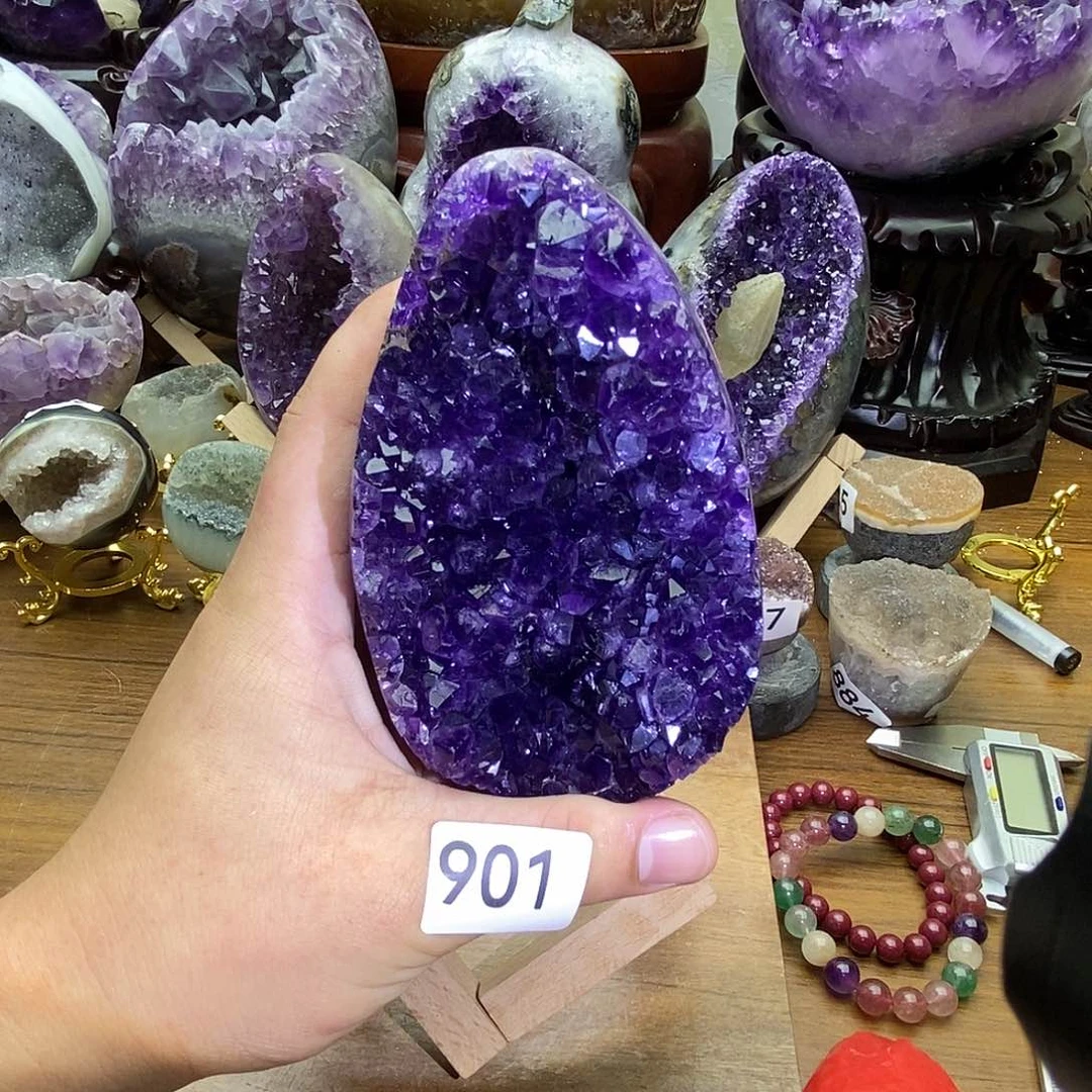 紫晶摆件未镶嵌晶花龙蛋