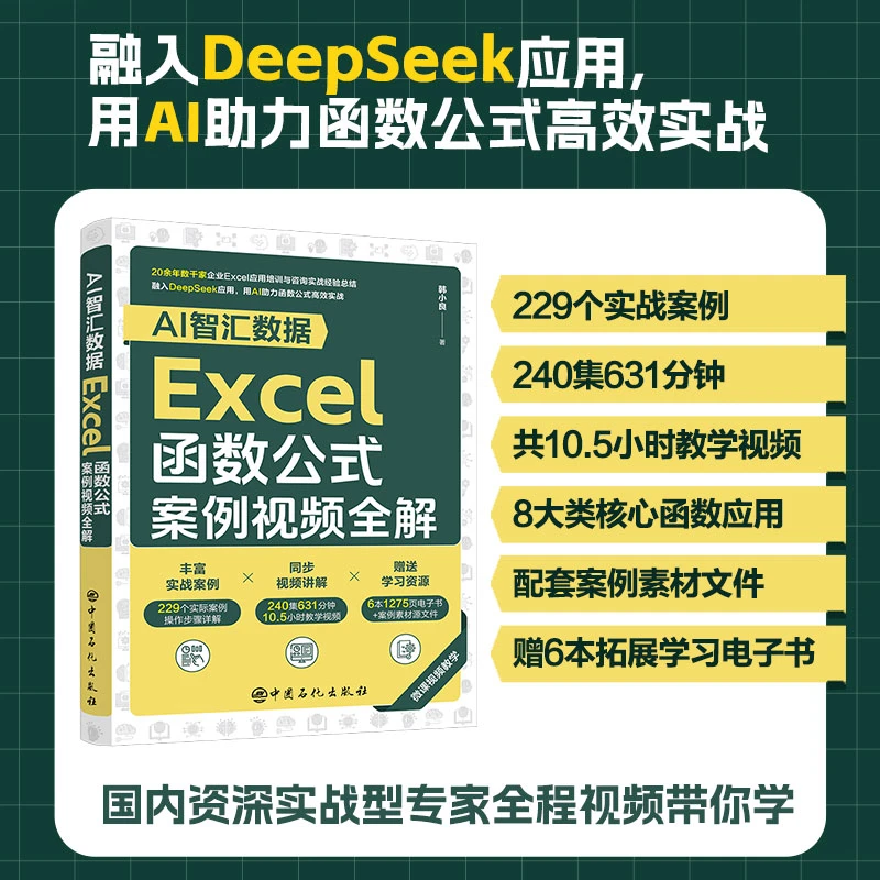 Excel函数公式案例视频全解书籍 全程视频教学AI助力函数高效应用