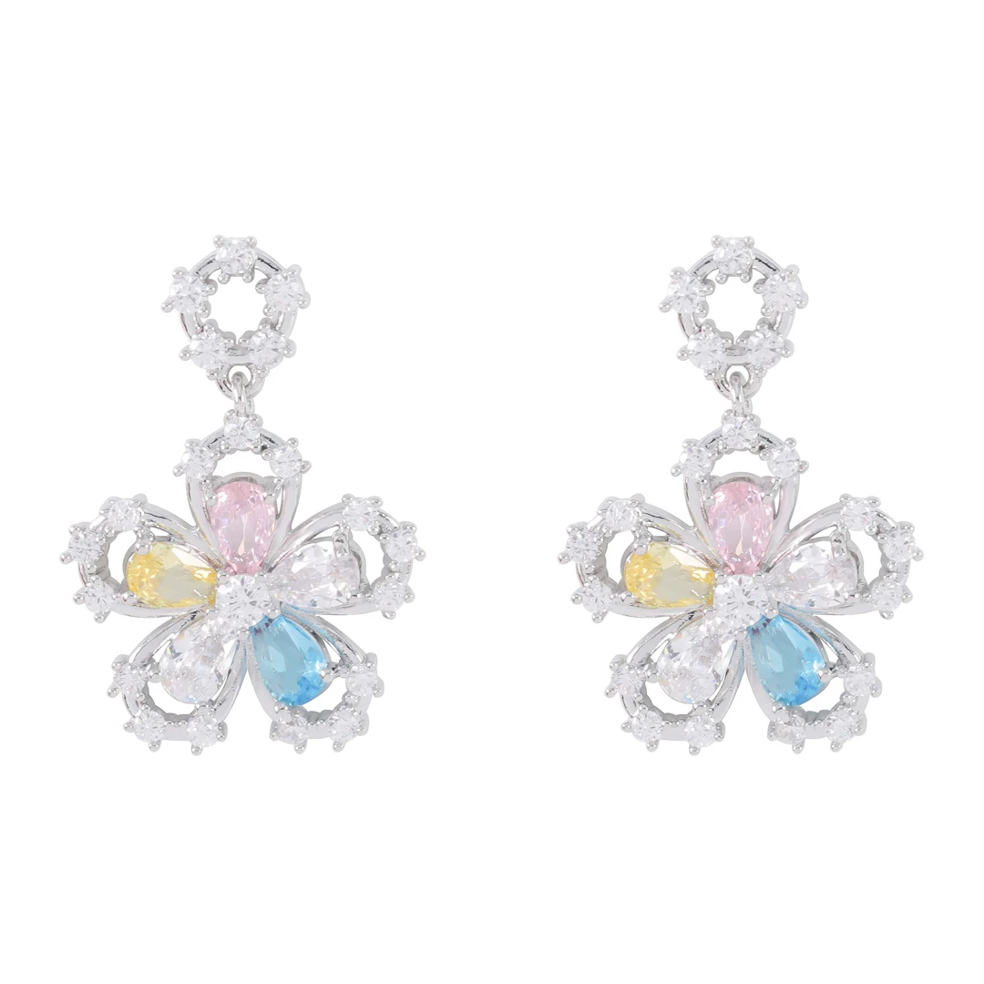 镀K金 925银针【璃花】 气质轻奢时尚浪漫彩色耳钉  2625