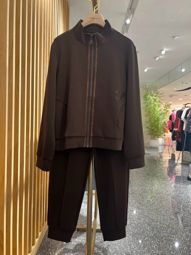 声雨竹7R499春秋季立领休闲运动服套装新款高级感卫衣外套女士