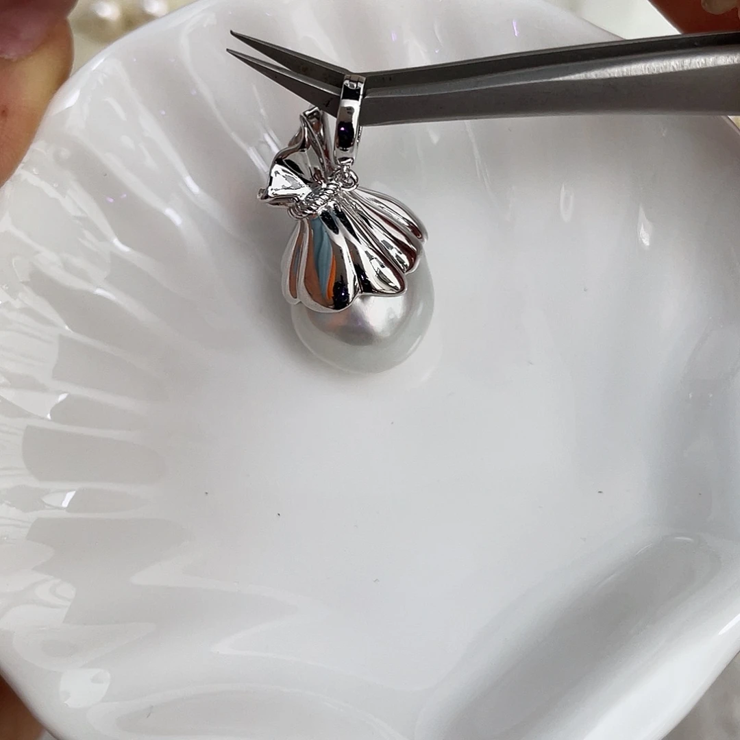 海水珍珠银S925镶嵌吊坠(赠链)