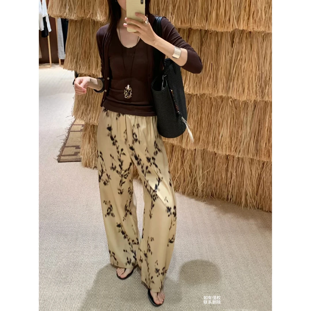 『朱小姐』真丝花影长裤 F995