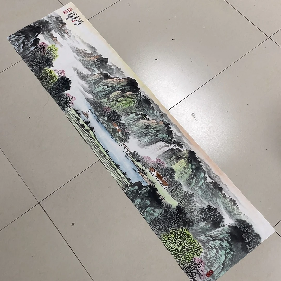 国画四尺对开136.35画芯 捡漏