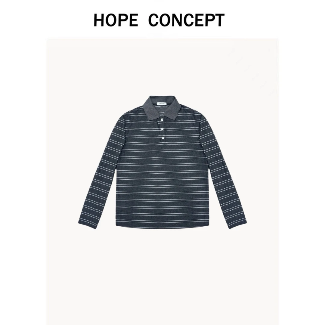25029#HOPECONCEPT春季新品时尚条纹Polo衫