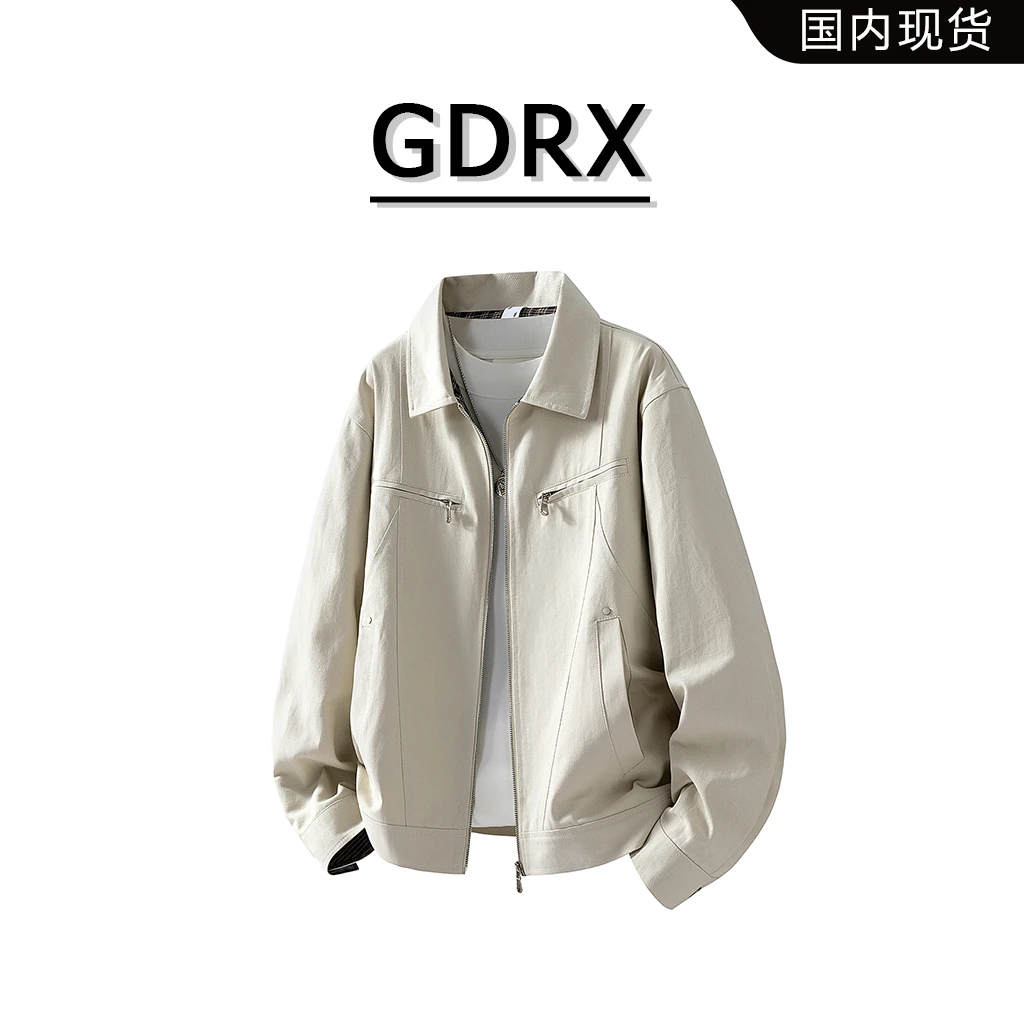 GDRX美式复古纯棉水洗工装夹克2025秋季新款男士帅气翻领休闲外套