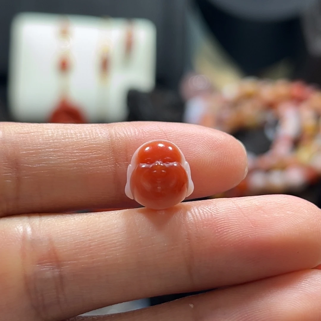 南红玛瑙未镶嵌单珠保山天然原矿南红红白料佛头