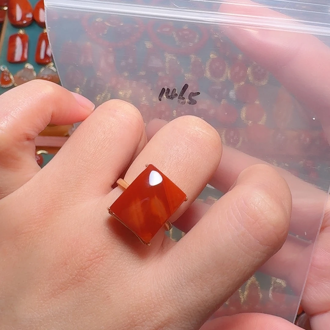 南红玛瑙银S925镶嵌戒指