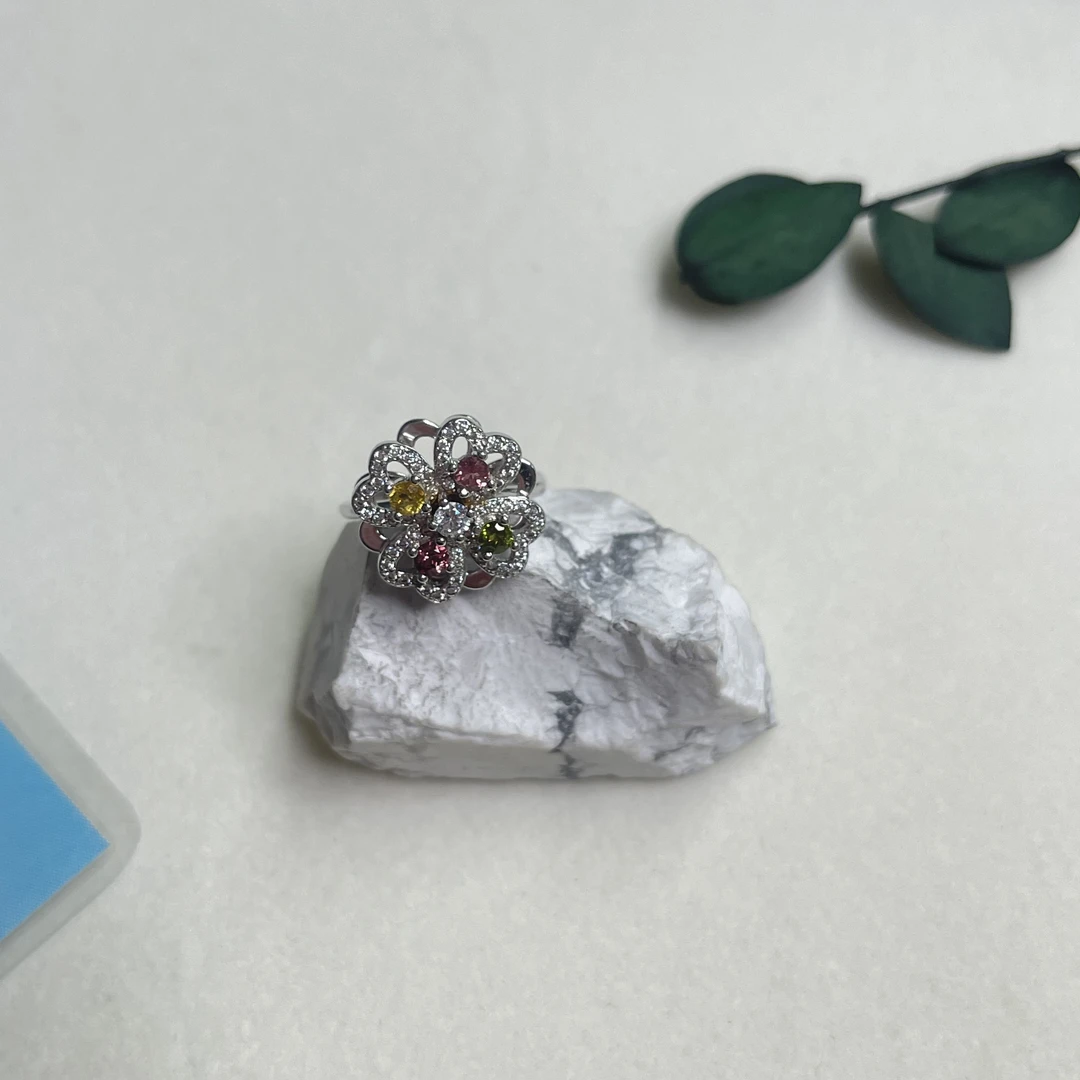 全新未使用  【六六中古】孤品简约s925碧玺开口戒指aj4510