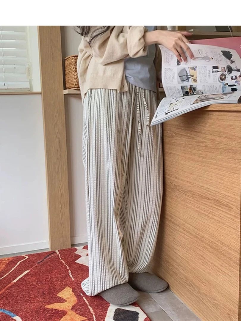 路一.韩国 Seoul代购    maybebaby 条纹松弛裤 L25030838