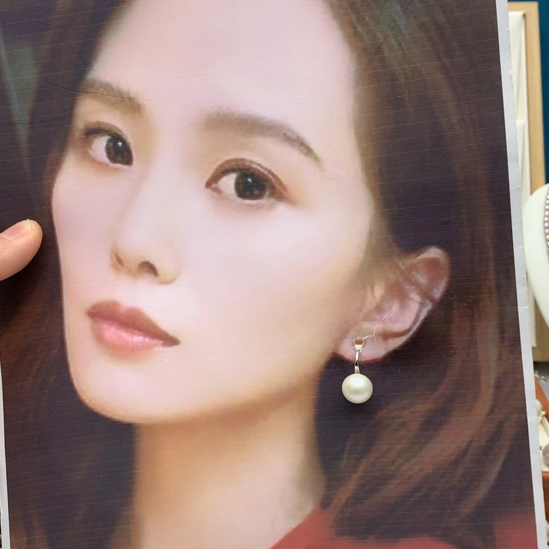 银S925镶嵌耳饰淡水珍珠