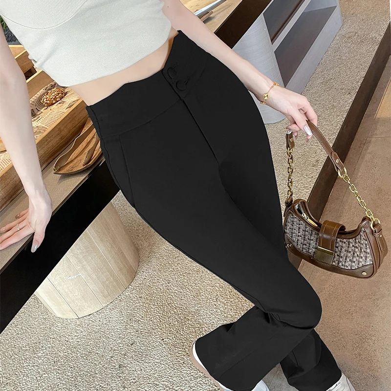 裤子女2025新款爆款喇叭裤收腰马蹄垂感高级感大码胖mm女士西装裤