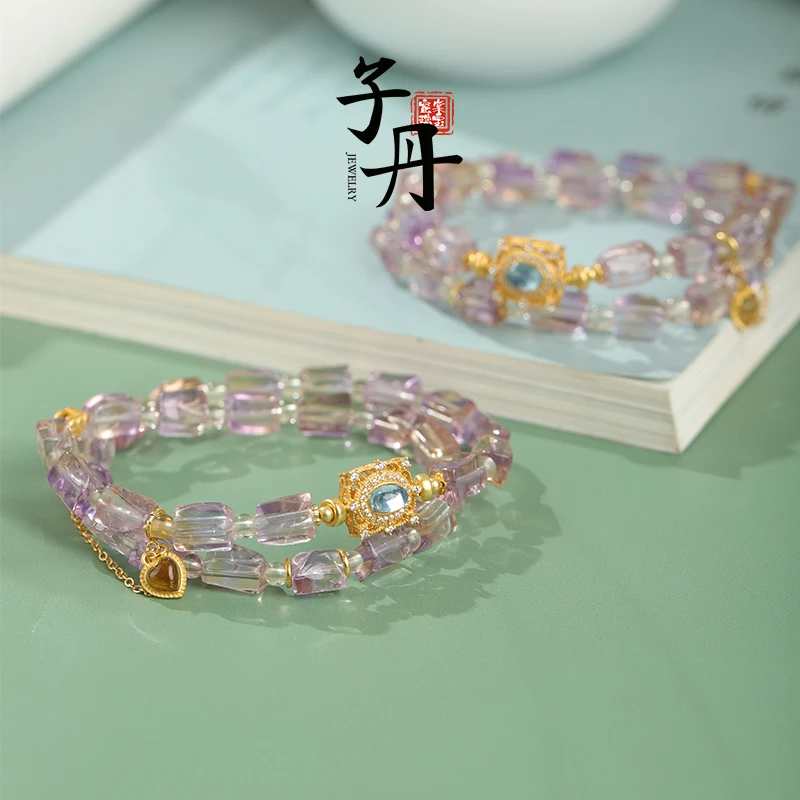 【小乔】紫黄晶DIY双圈手串（多样性发/发一串）C2-209