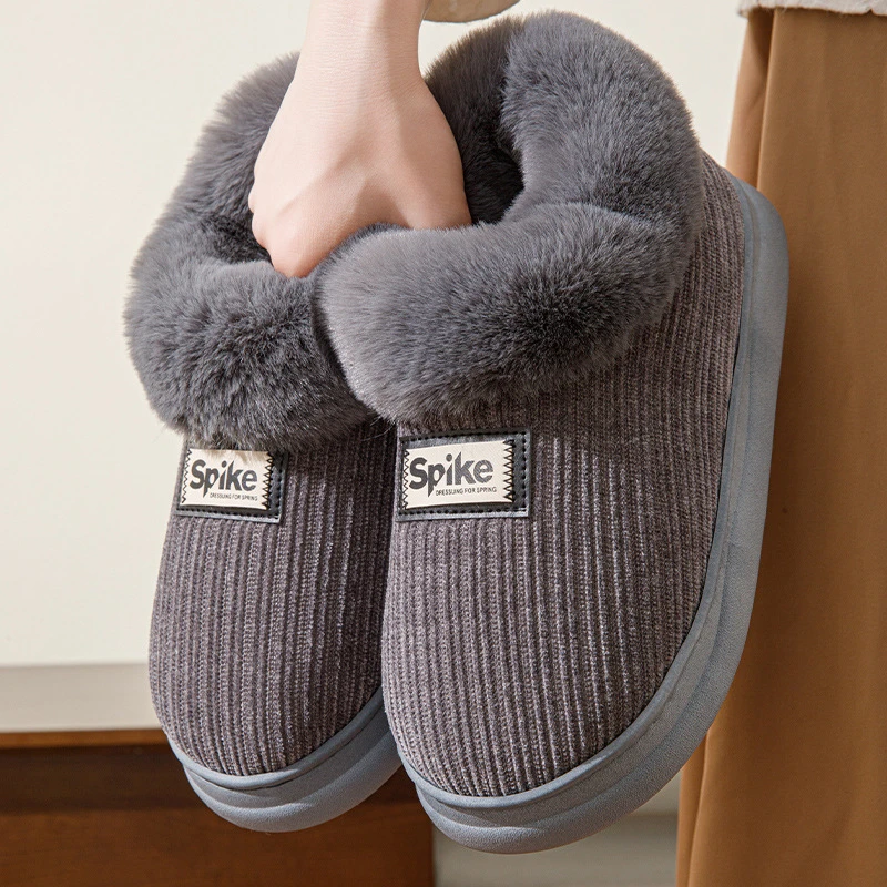 踩屎感棉拖鞋女冬季2025新款包跟毛绒保暖月子鞋厚底防滑棉鞋男冬