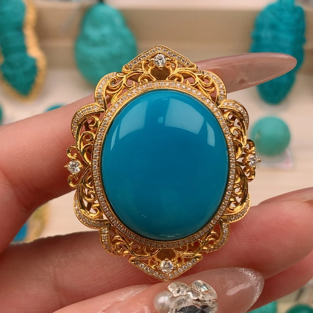 绿松石牌子18K金镶嵌