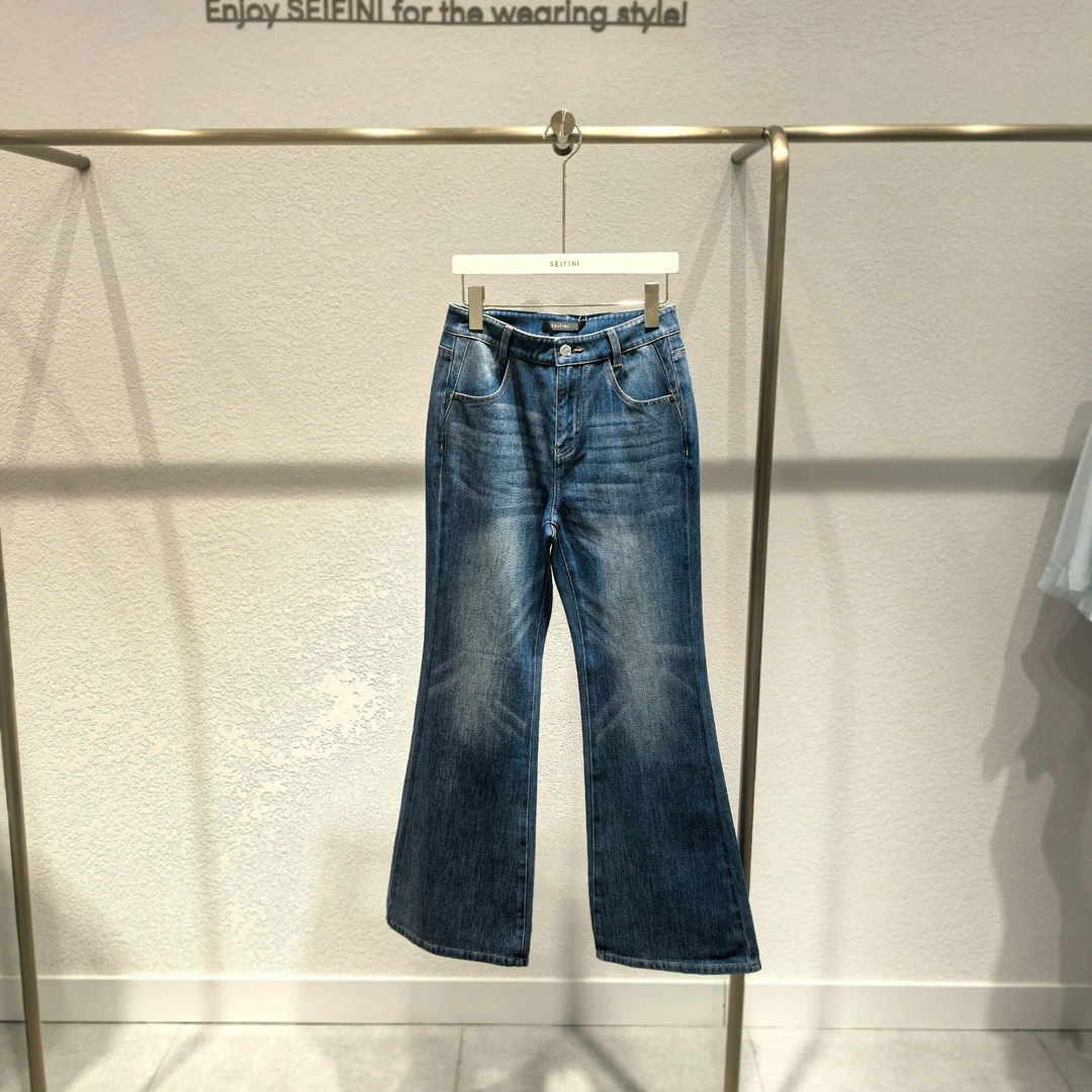 SEIFINI/诗凡黎2025夏季新款牛仔微喇裤3G4151671