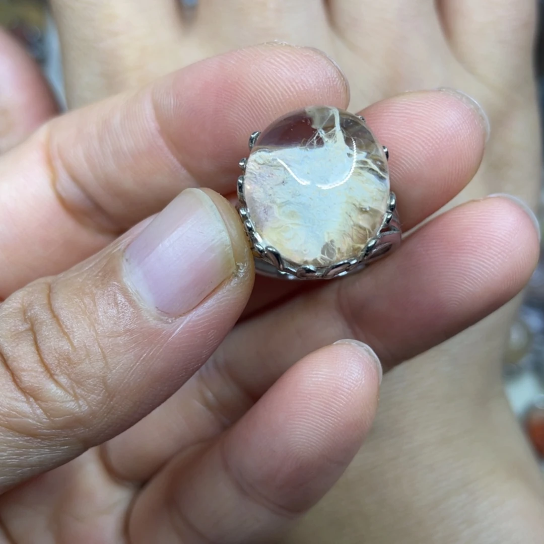 【闪购商品】银S925镶嵌珠宝半成品水晶戒指