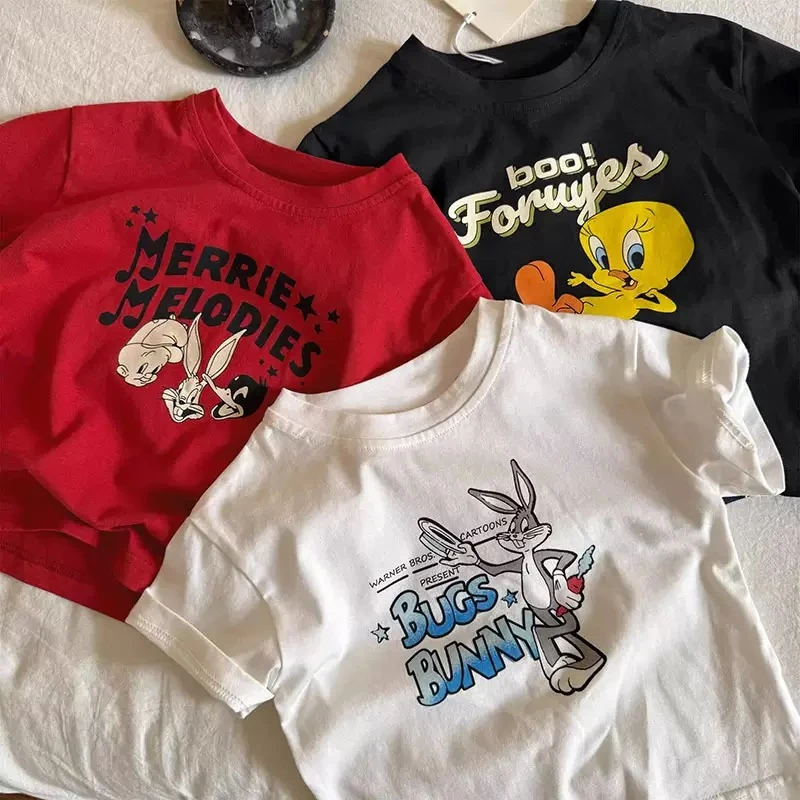 纯棉儿童短袖T恤衫夏季新款时尚百搭休闲卡通动漫男女童上衣服棉t