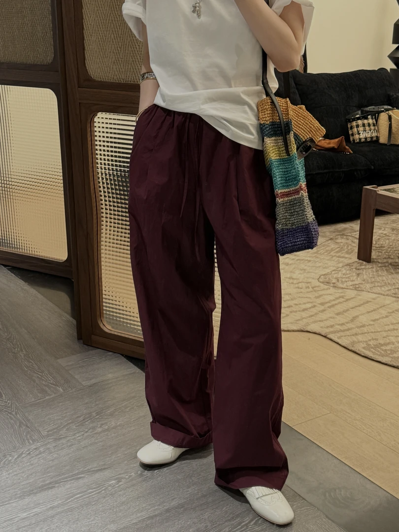 【进口面料直筒裤】超薄松紧腰直筒裤 J25KZ301