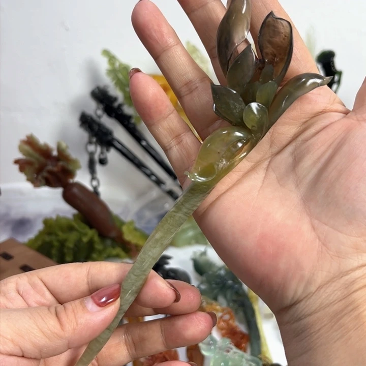 定制蛇纹石玉毛货发饰