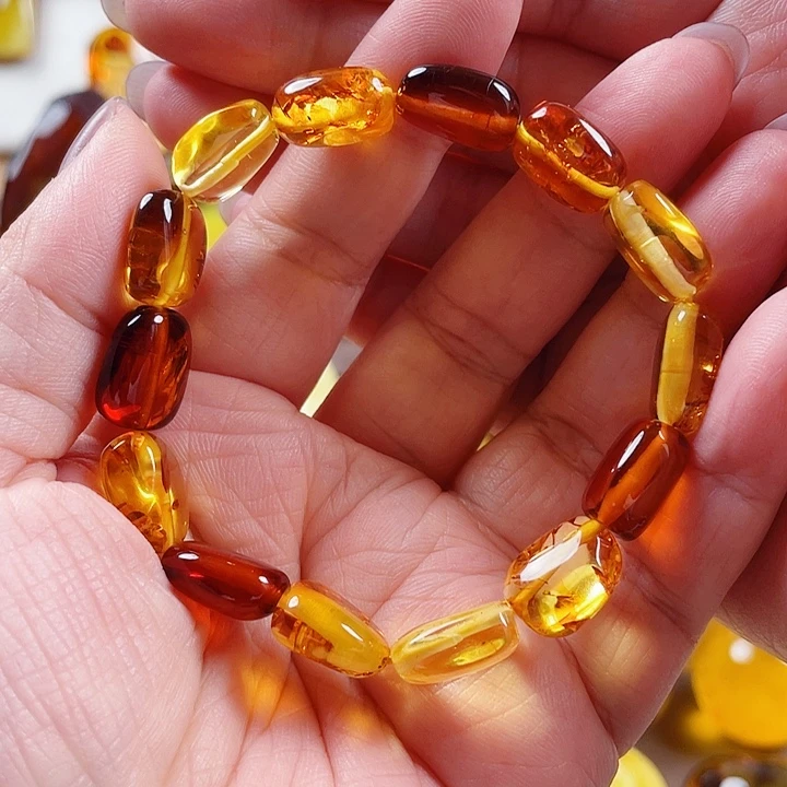 琥珀未镶嵌裸石手串