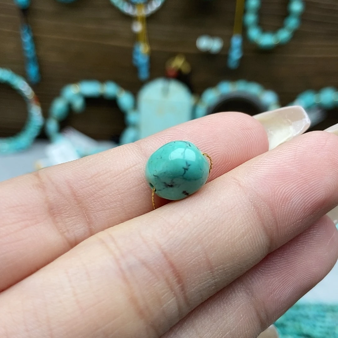 绿松石未镶嵌随行豆