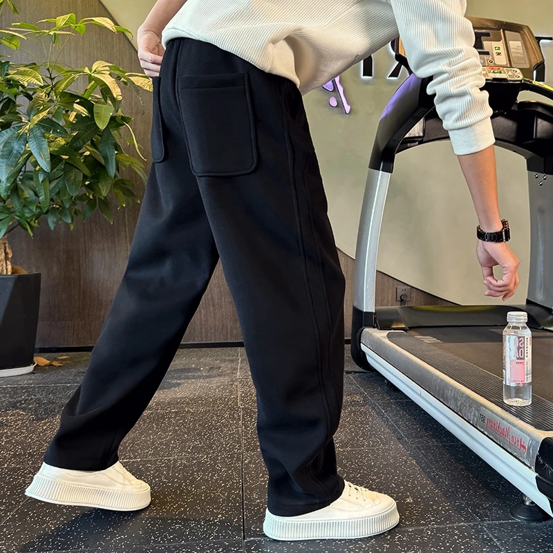 弯刀卫裤男士春秋款潮牌痞帅直筒宽松运动冬装加绒加厚休闲长裤子