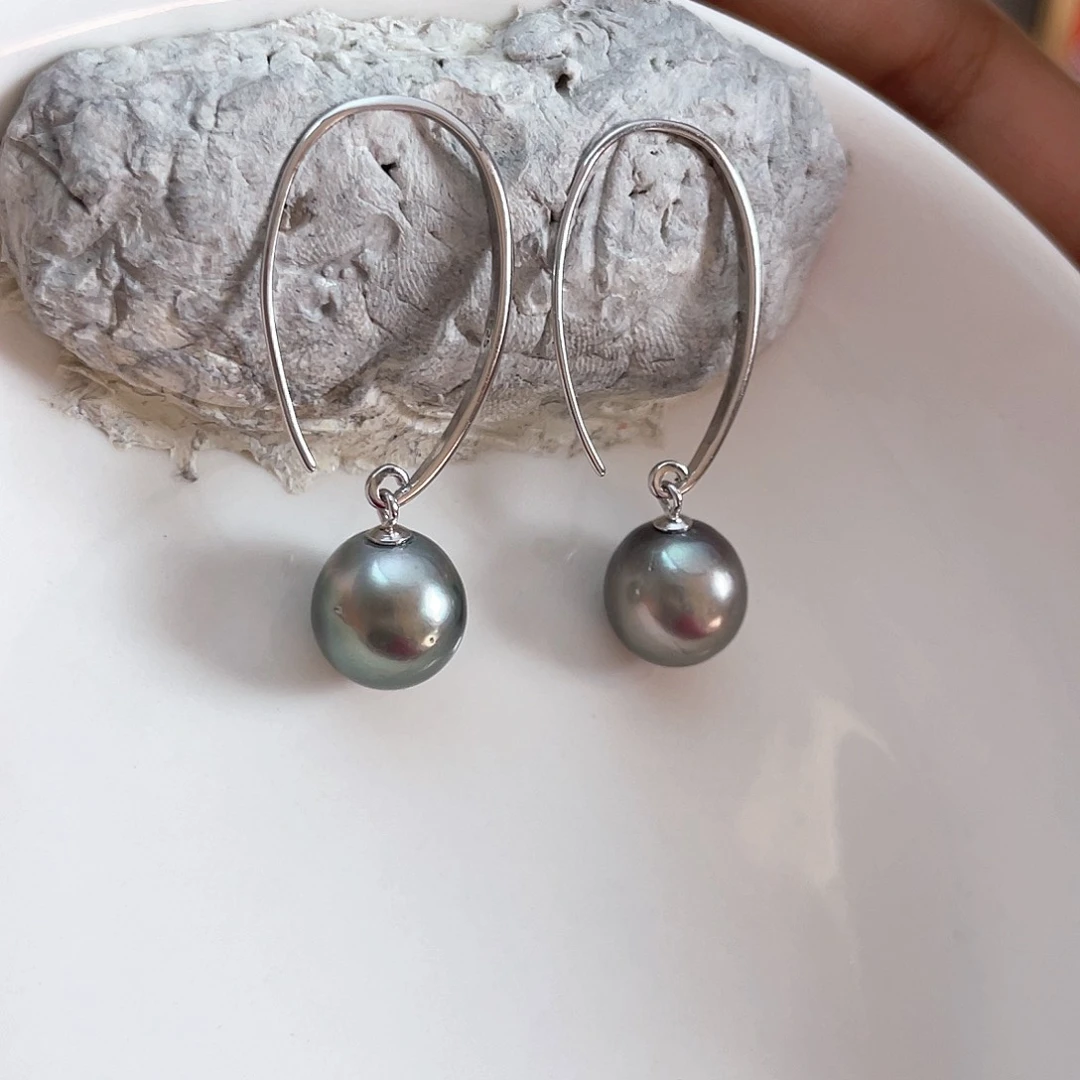 银S925镶嵌海水珍珠耳饰