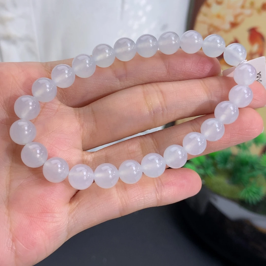 翡翠未镶嵌手串卡7.8冰胶白冰手串