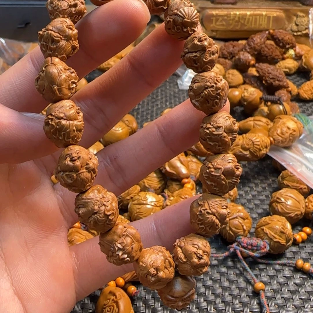 橄榄核手串/手链龙纹荷叶财神