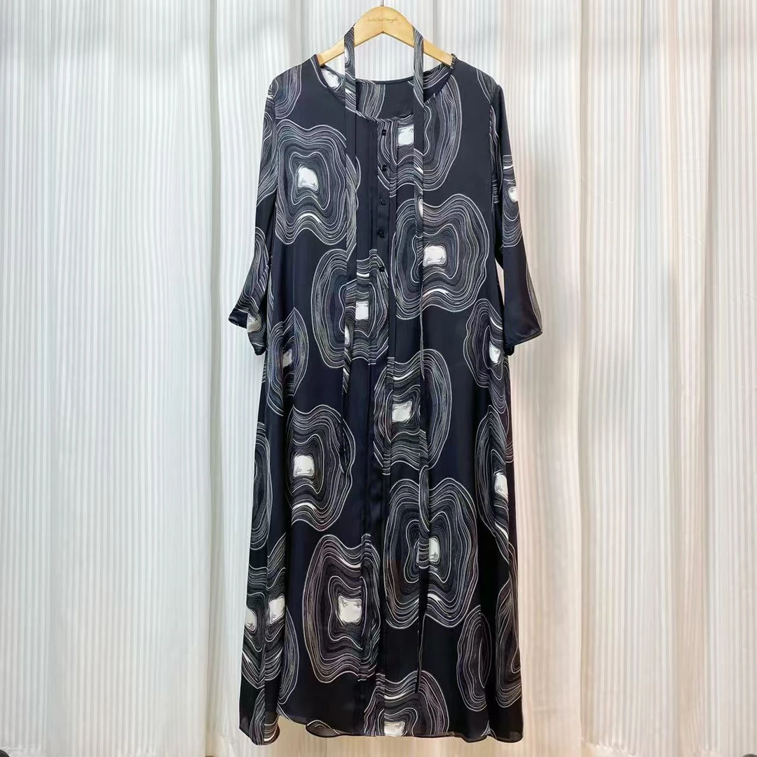 【萨拉迪恩】桑蚕丝气质百搭优雅华丽大牌设计师连衣裙