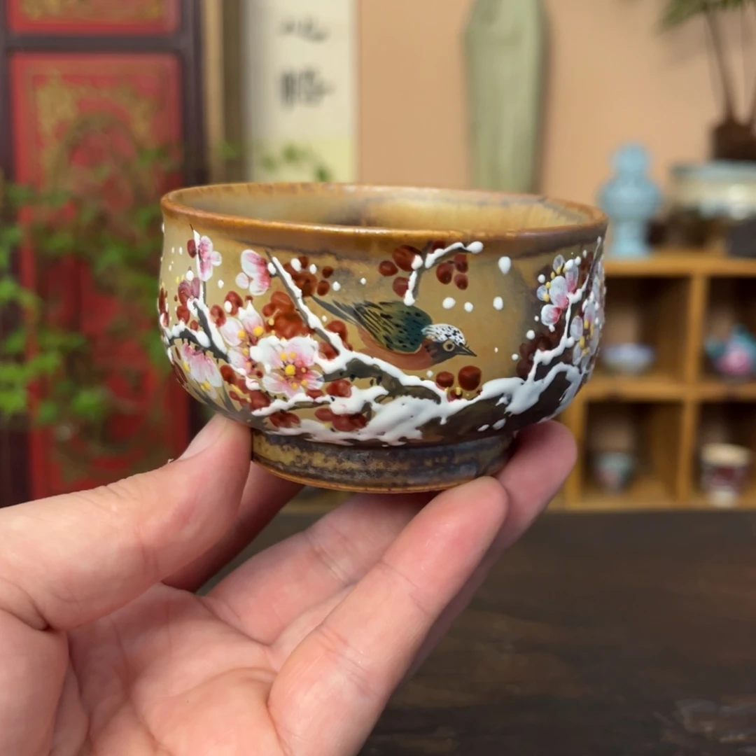 杯柴烧纯手工手绘陶瓷