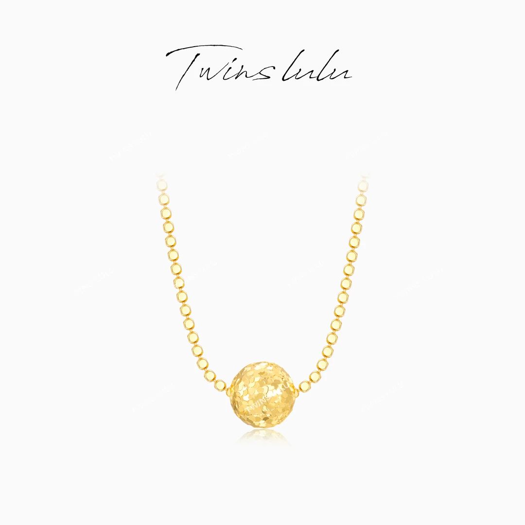 TWINS LULU 镀K金 精致简约小众百搭碎冰冰圆球项链TSJ8972