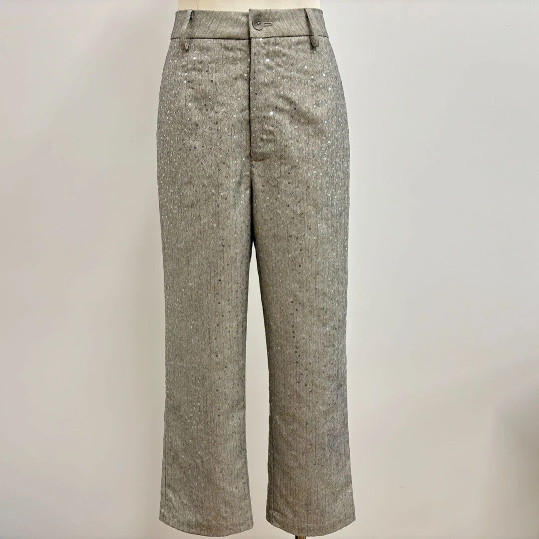 时尚百搭阔腿针织休闲裤简约西装裤子/41365