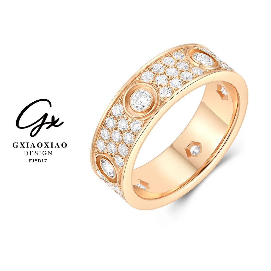 925银合成锆石戒指 925银镀K金【宽版】经典满天星戒指F15D17F15D18