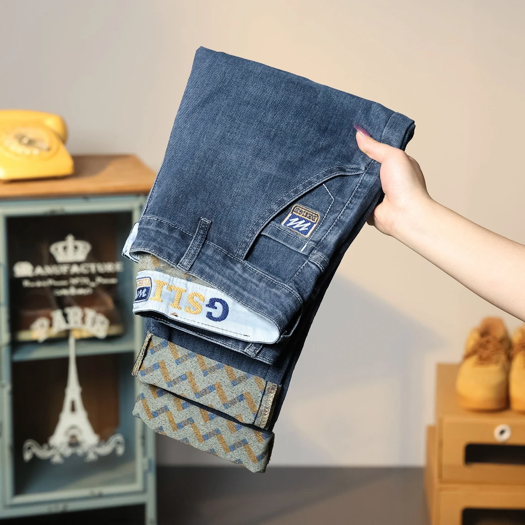 2025春夏新款轻奢潮牌百搭牛仔裤男士修身小直筒男士休闲裤子