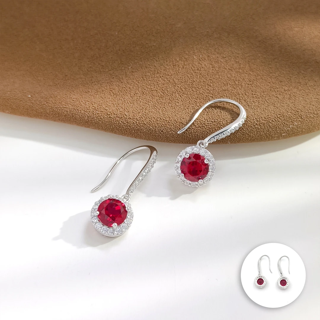 红宝石 BZHF-007391 【霞光星团】S925银 贵气精致女款耳饰