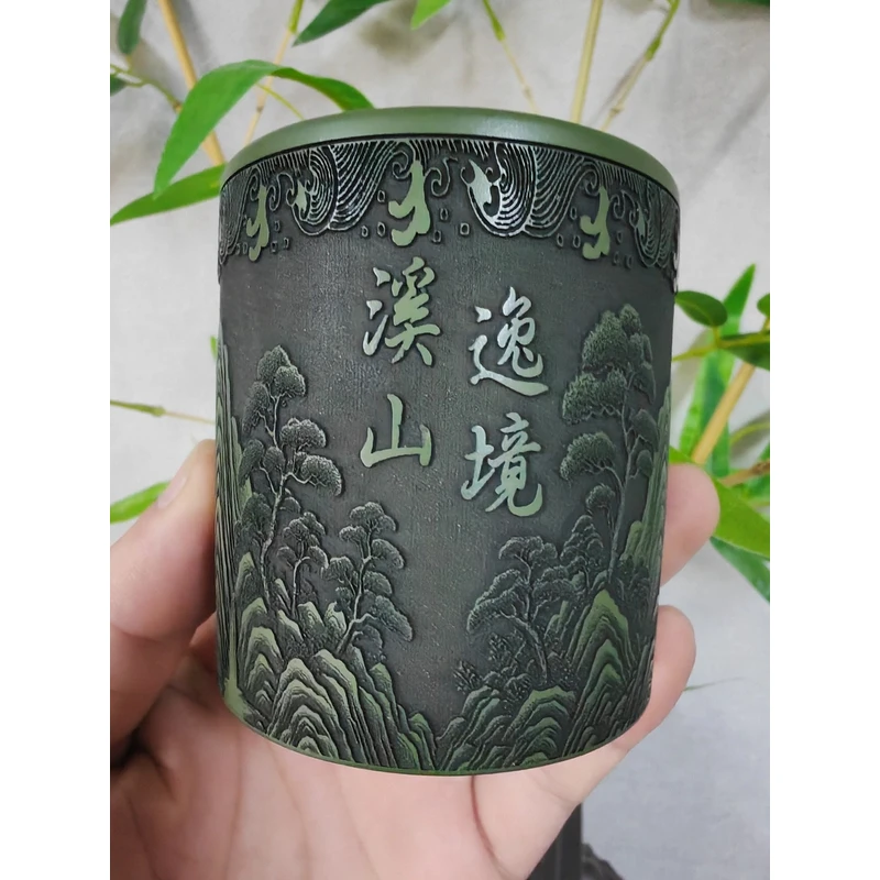 宜兴紫砂原矿绿泥主人杯
