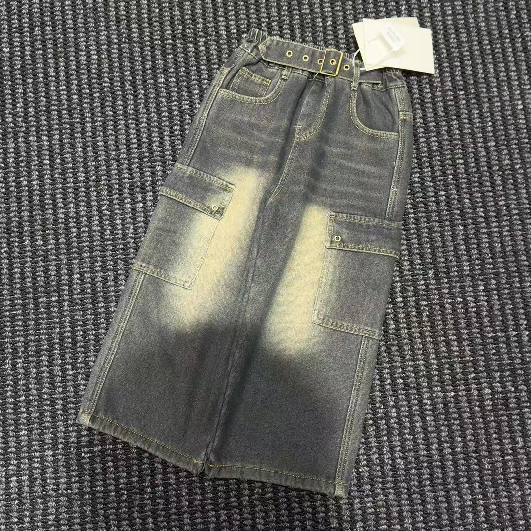 24030男童时尚牛仔裤2024冬季新款儿童韩版直筒裤中小童加绒裤潮