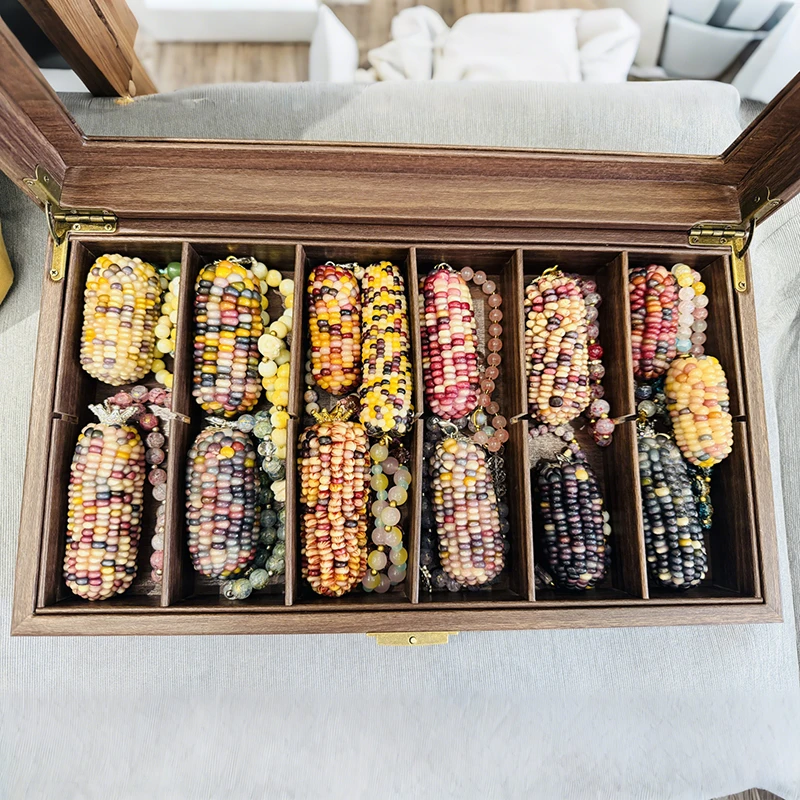 文玩玉米把件收纳盒桌面摆放核桃手串展示盒多格手表手链收藏盒