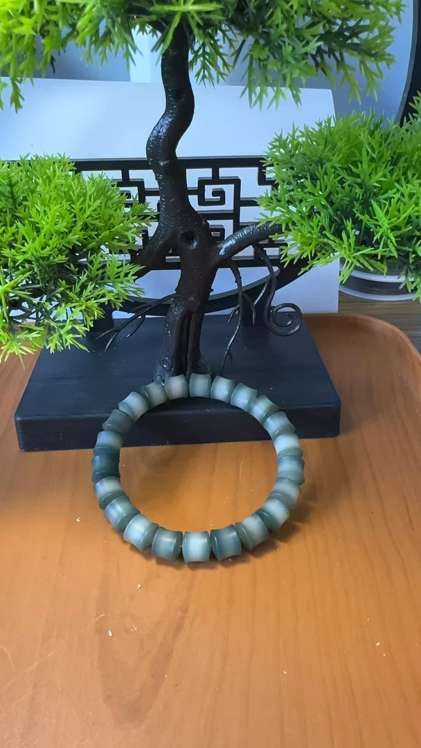天然菩提根风化老料阴沉绿飘花直切手串手链