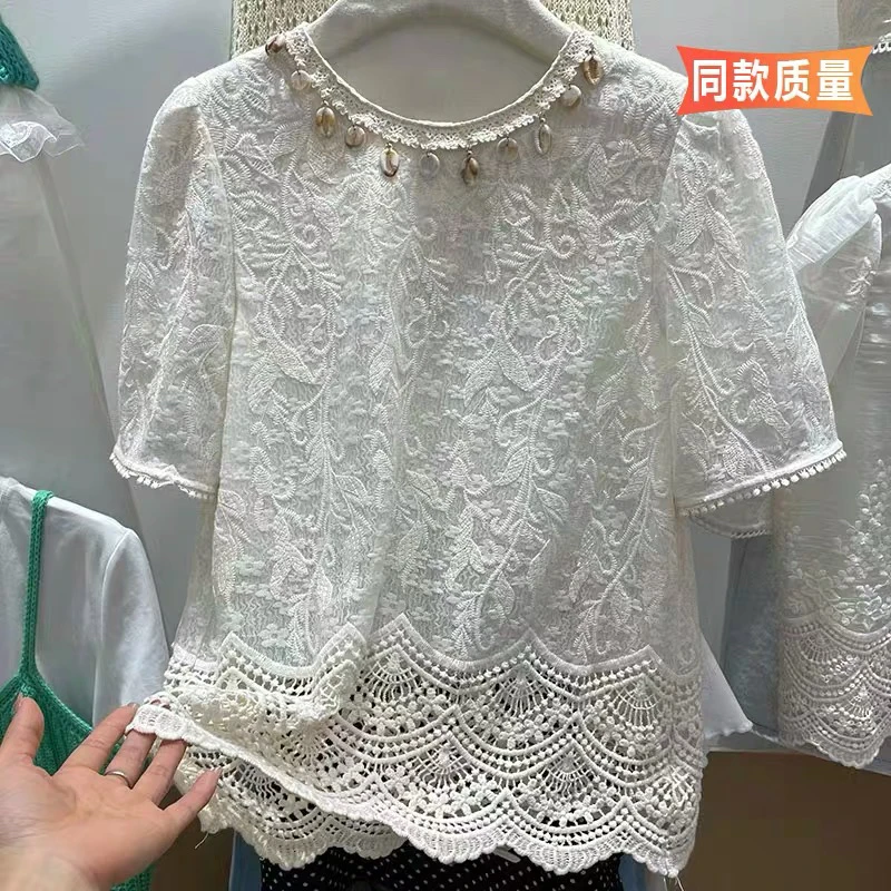 【三顺服饰】｛小吊坠波西米｝衬衣蕾丝